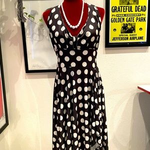 Black & white polkadot halter dress. One size.